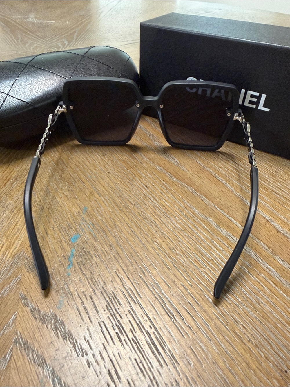 CHANEL Black & Silver Oversized Square Women's Sunglasses - Picture 8 of 8